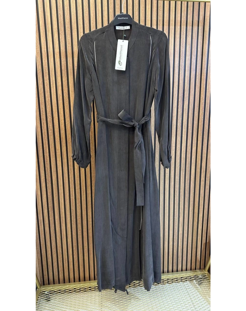 Misswhence 39501 Kahverengi Fermuar Detaylı Ferace