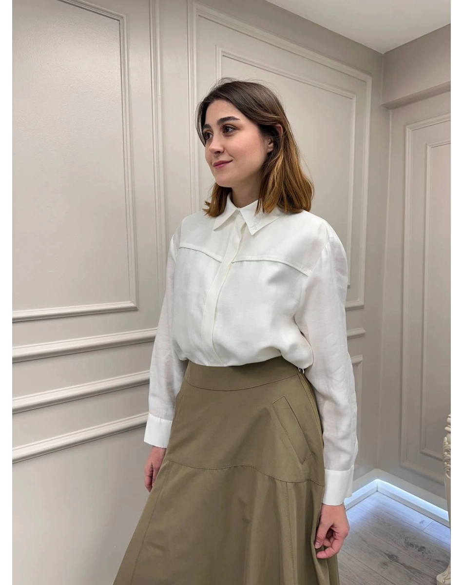 Venöve 26SSGOM0028 Beyaz Thomas Gömlek