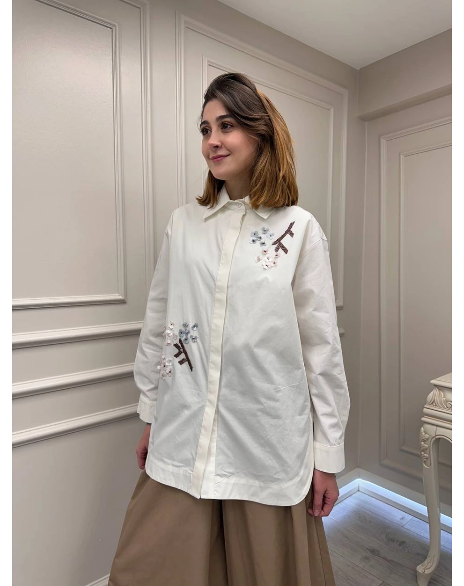 Venöve 26SSGOM0008 Beyaz Liv Gömlek