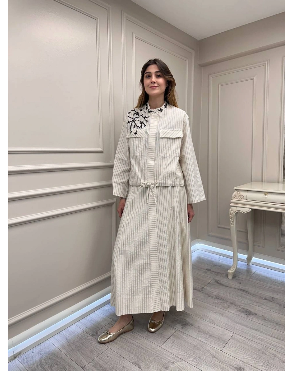 Venöve 26SSCEK0016 Siyah Çizgili Lita Takım