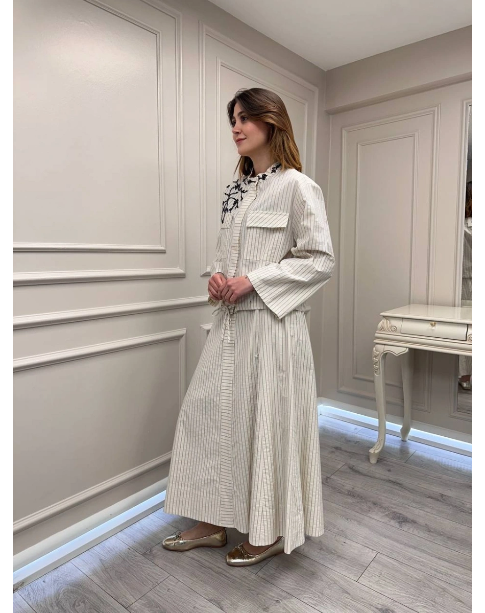 Venöve 26SSCEK0016 Siyah Çizgili Lita Takım