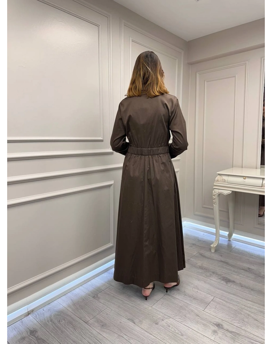 Venöve 26SSELB0001 Kahverengi Cyra Elbise