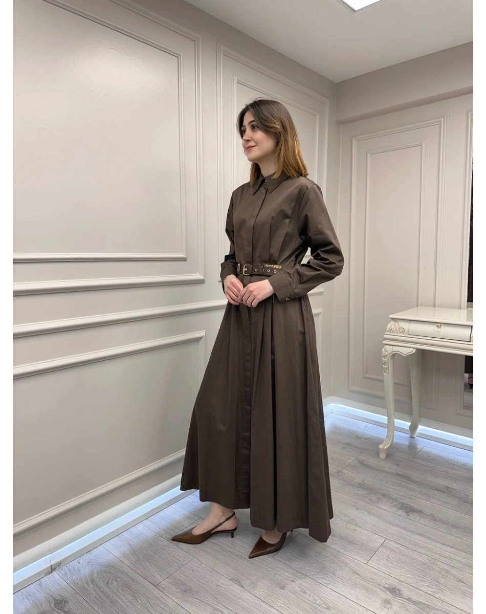 Venöve 26SSELB0001 Kahverengi Cyra Elbise