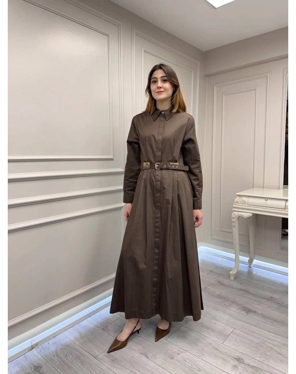 Venöve 26SSELB0001 Kahverengi Cyra Elbise