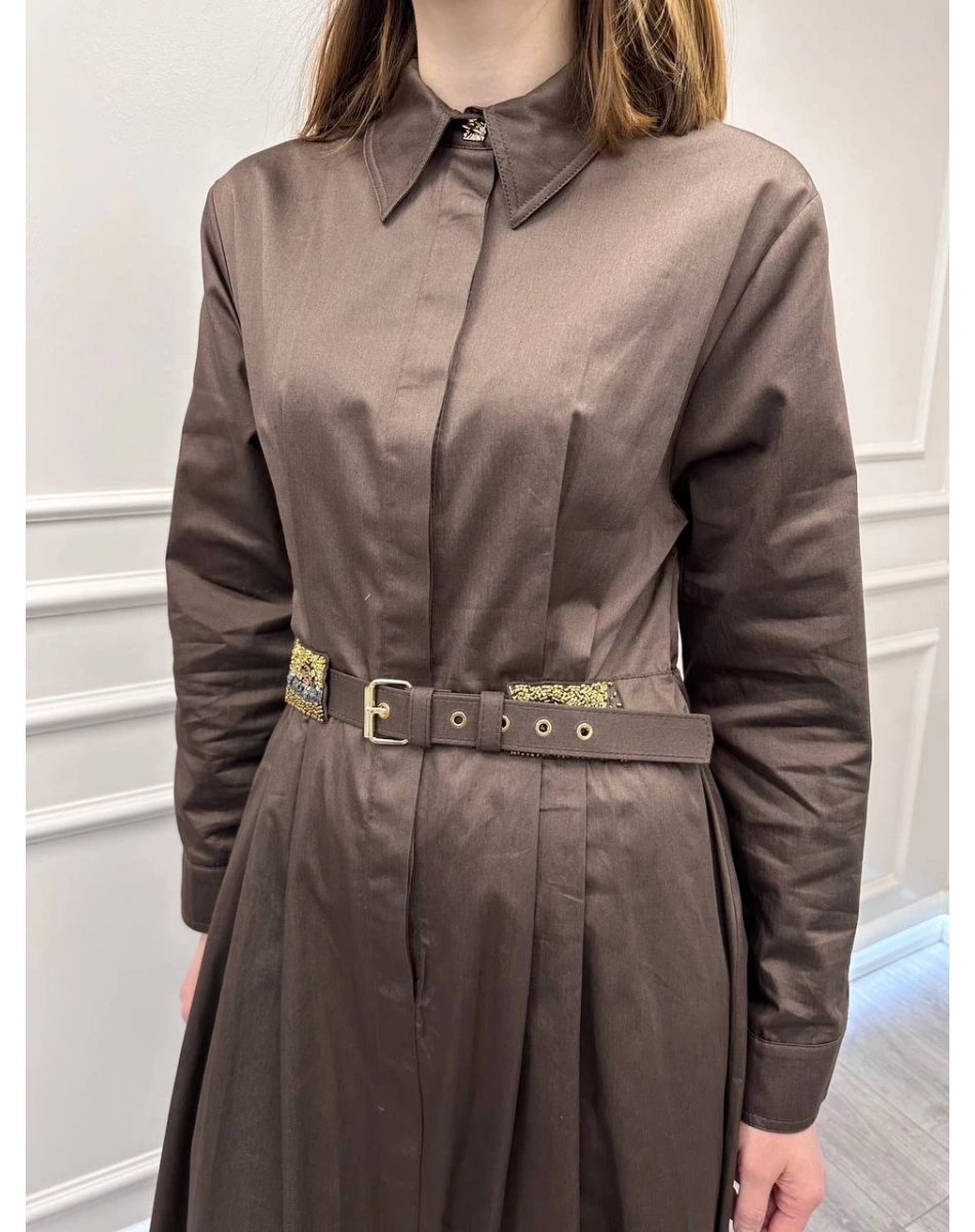 Venöve 26SSELB0001 Kahverengi Cyra Elbise