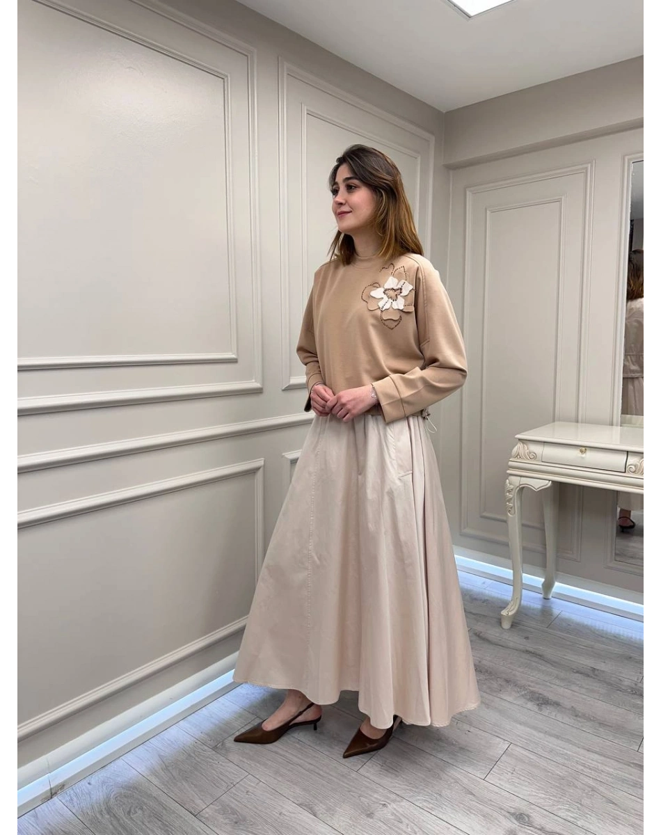 Venöve 26SSELB0003 Kahverengi Demi Elbise