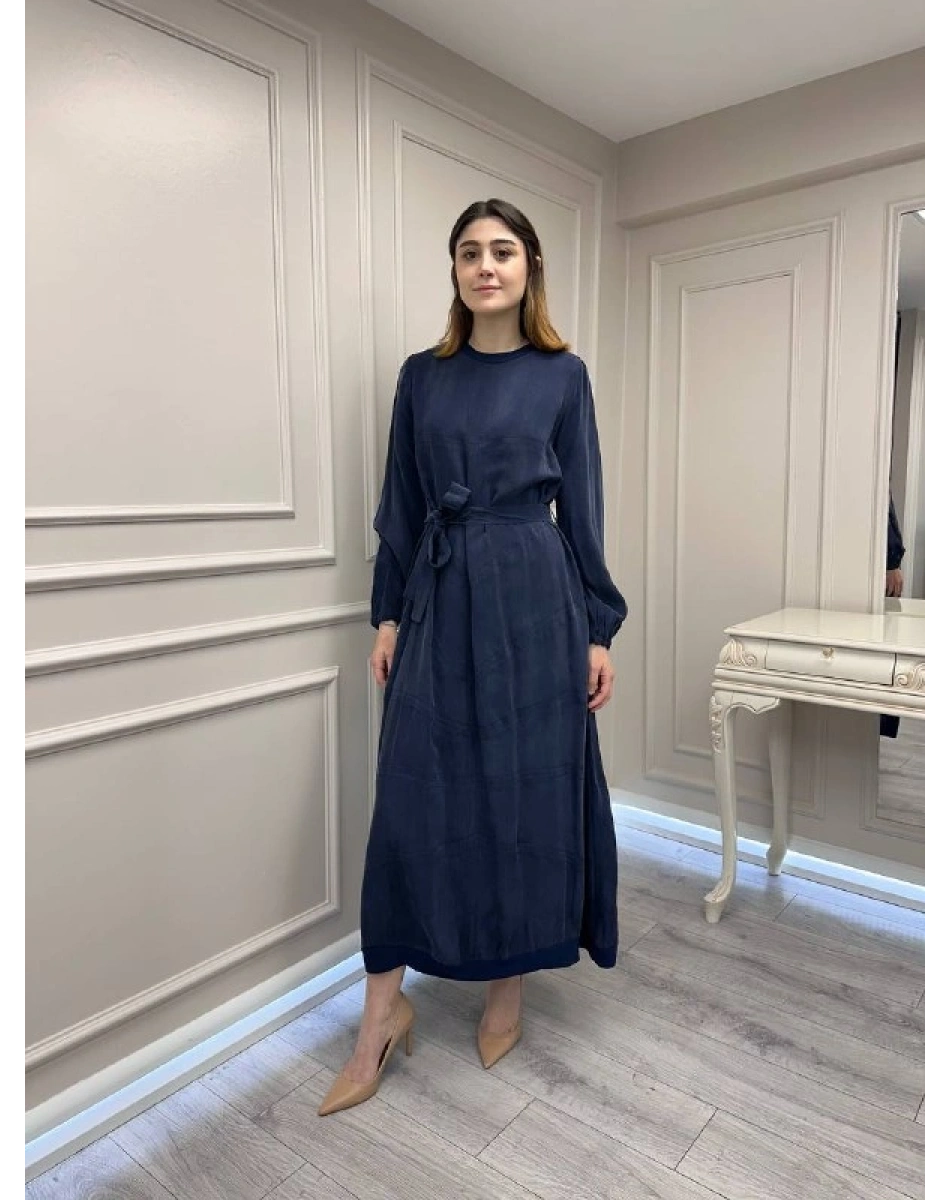 Misswhence 39800 Lacivert Dikiş Detaylı Elbise