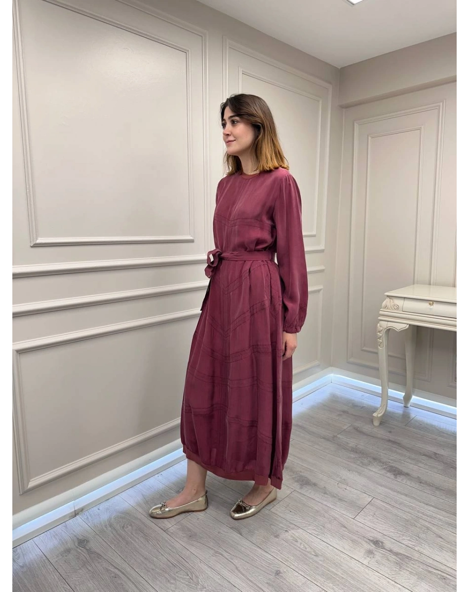 Misswhence 39800 Gül Kurusu Dikiş Detaylı Elbise