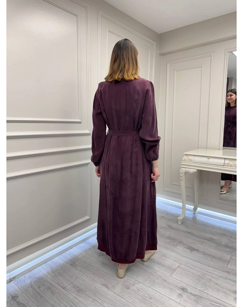 Misswhence 39800 Bordo Dikiş Detaylı Elbise