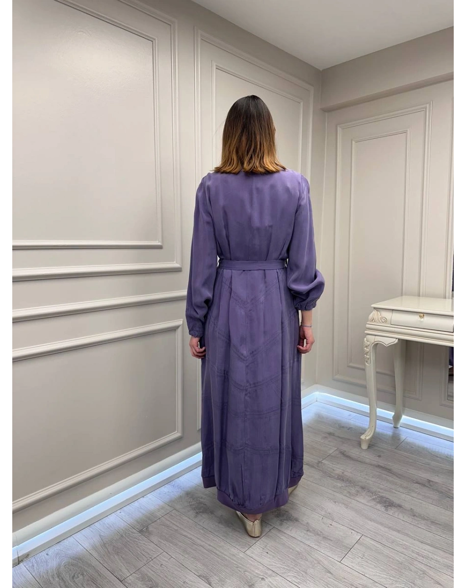 Misswhence 39800 Mor Dikiş Detaylı Elbise