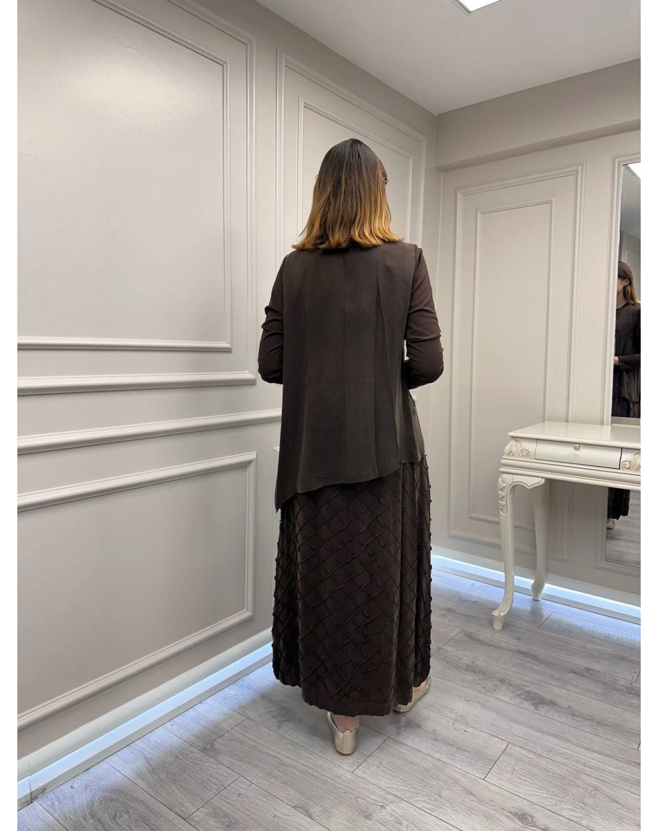 Misswhence 39002 Kahverengi Tunik Etek Takım