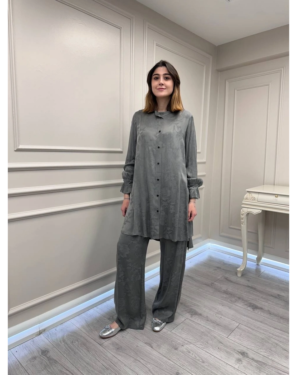 Misswhence 39019 Gri Gömlek Pantolon Takım
