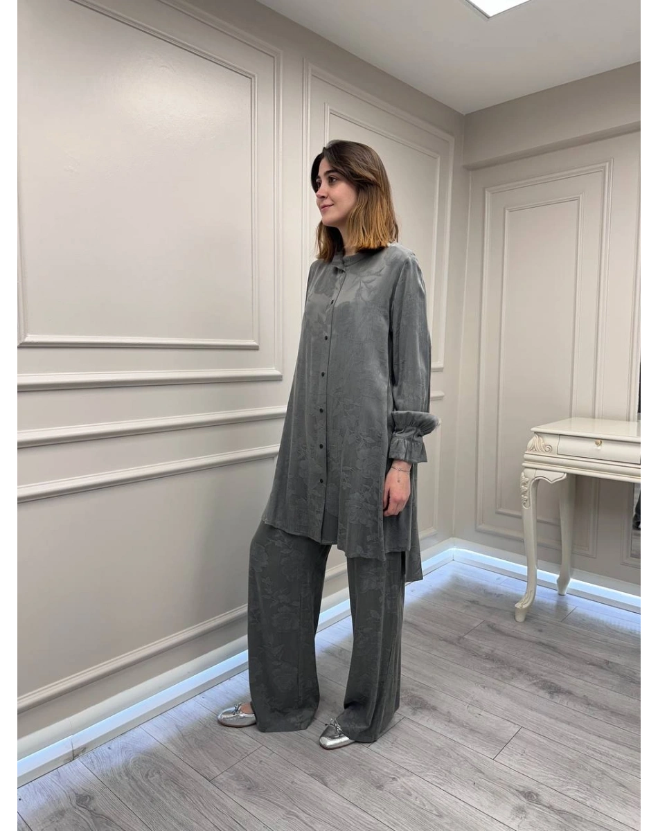 Misswhence 39019 Gri Gömlek Pantolon Takım