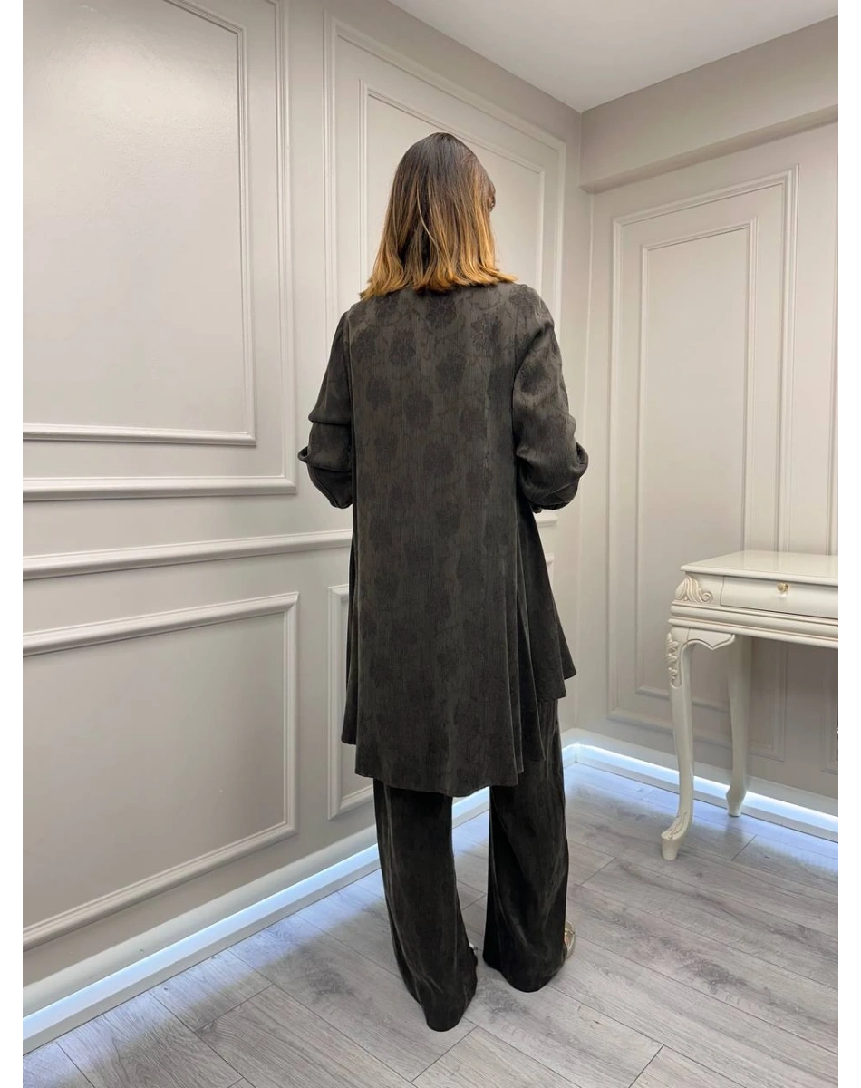 Misswhence 39019 Kahverengi Gömlek Pantolon Takım