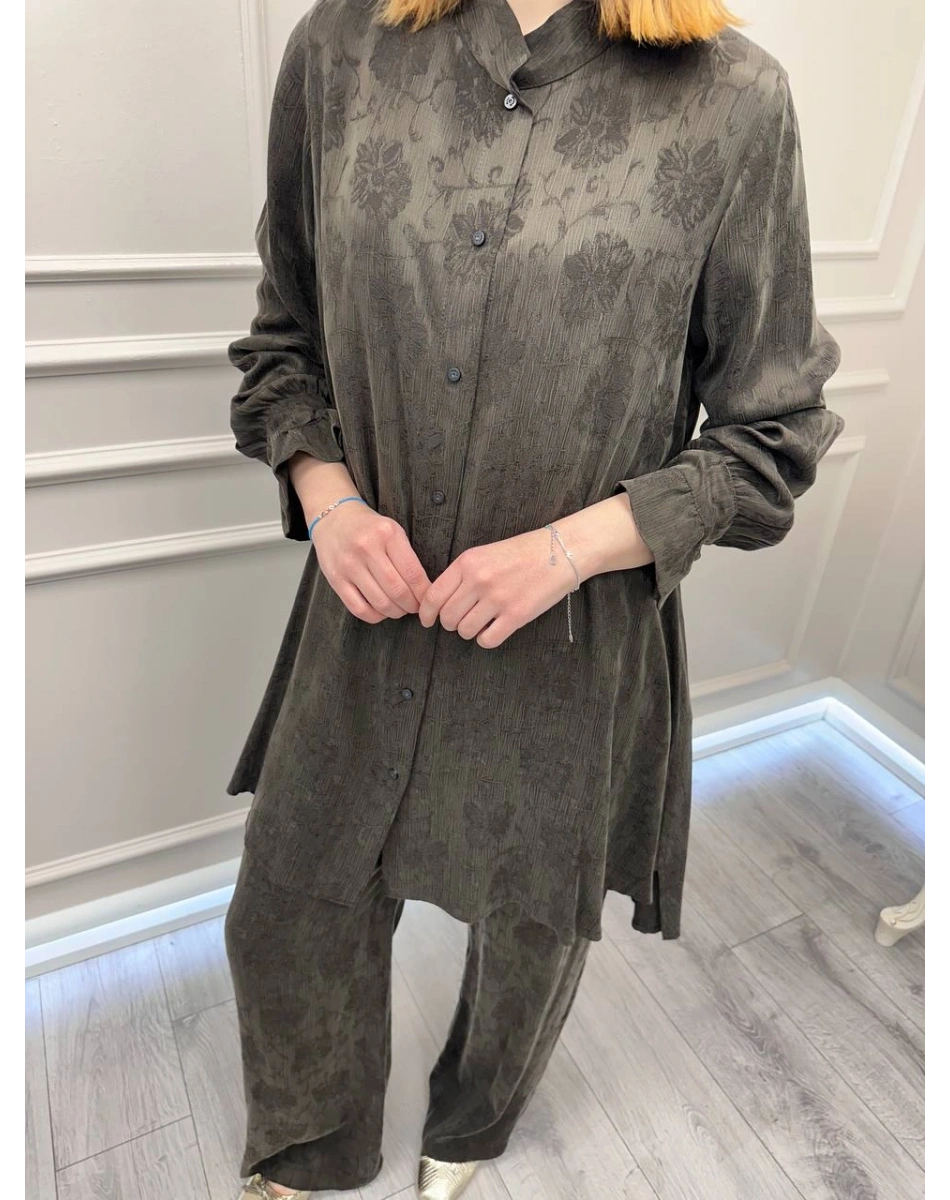 Misswhence 39019 Kahverengi Gömlek Pantolon Takım