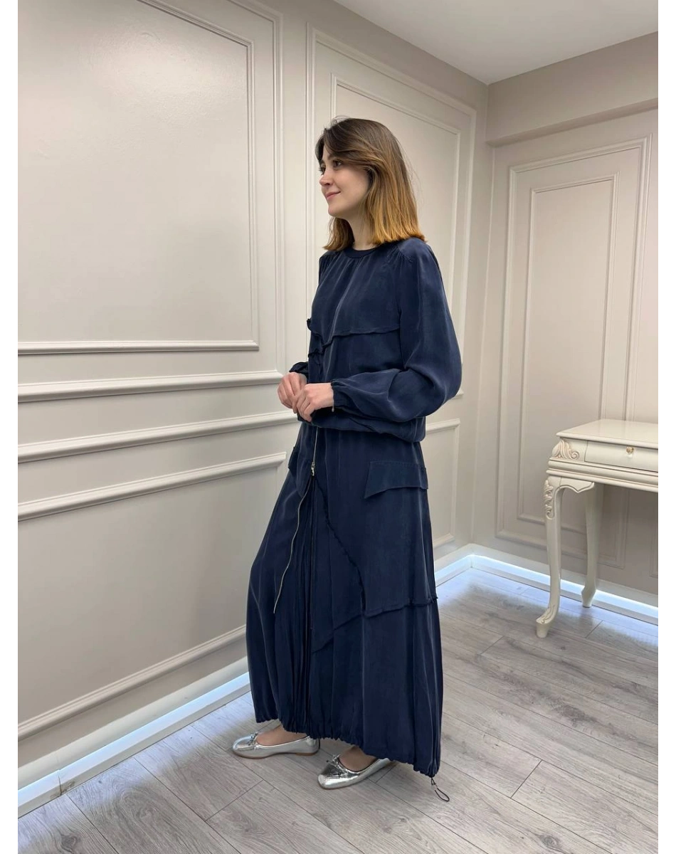 Misswhence 39020 Lacivert Eteği Fermuar Detaylı Takım