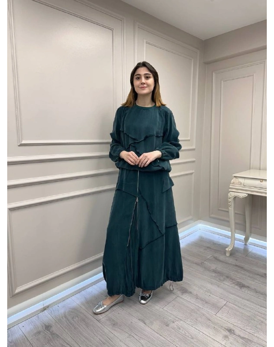 Misswhence 39020 Zümrüt Eteği Fermuar Detaylı Takım