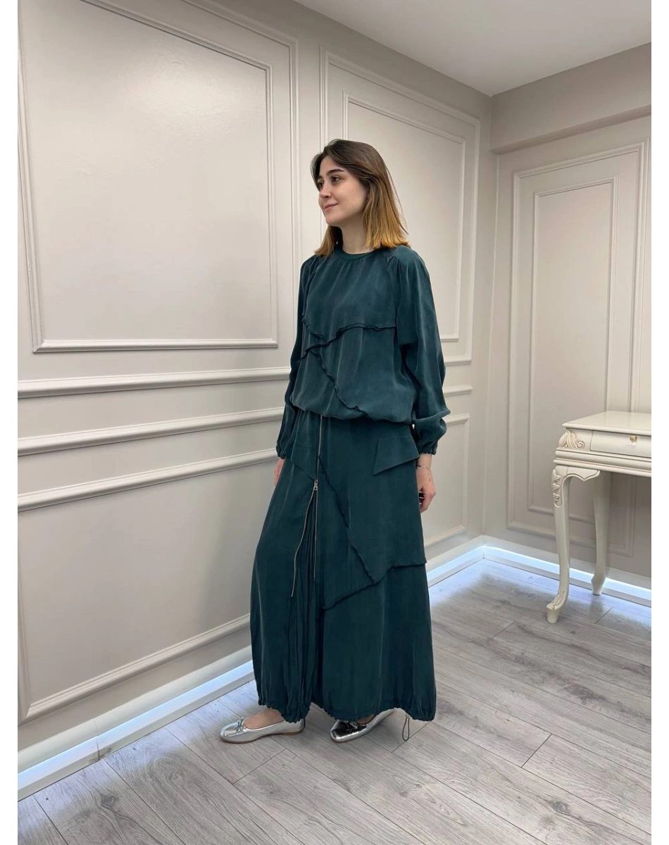 Misswhence 39020 Zümrüt Eteği Fermuar Detaylı Takım