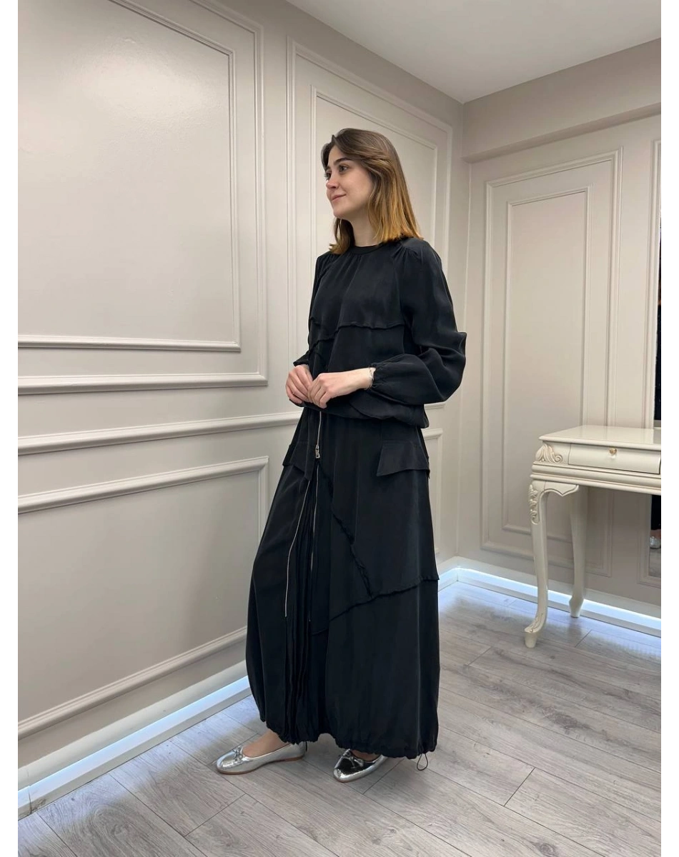 Misswhence 39020 Siyah Eteği Fermuar Detaylı Takım