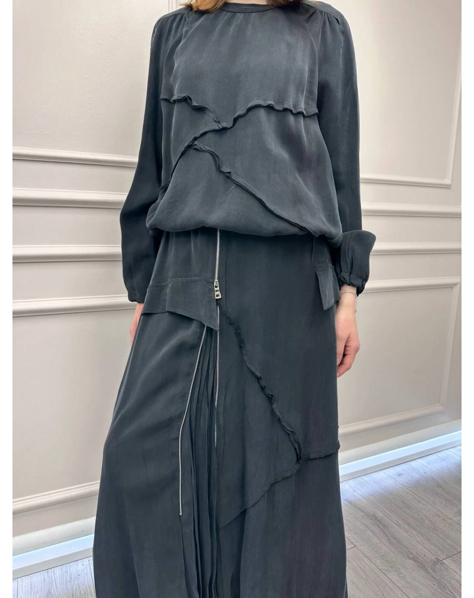 Misswhence 39020 Siyah Eteği Fermuar Detaylı Takım