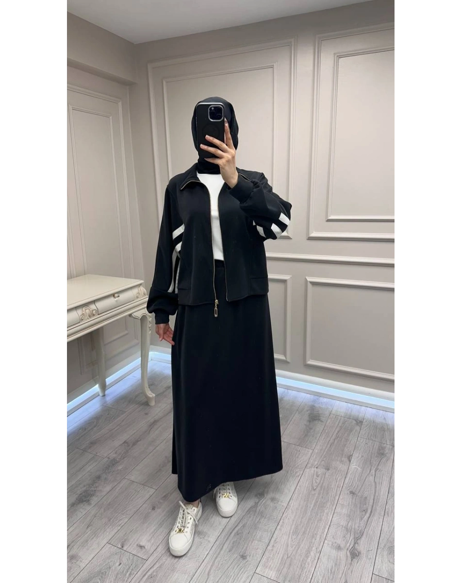 Nuss Triko 26Y1096 Siyah Etekli Takım