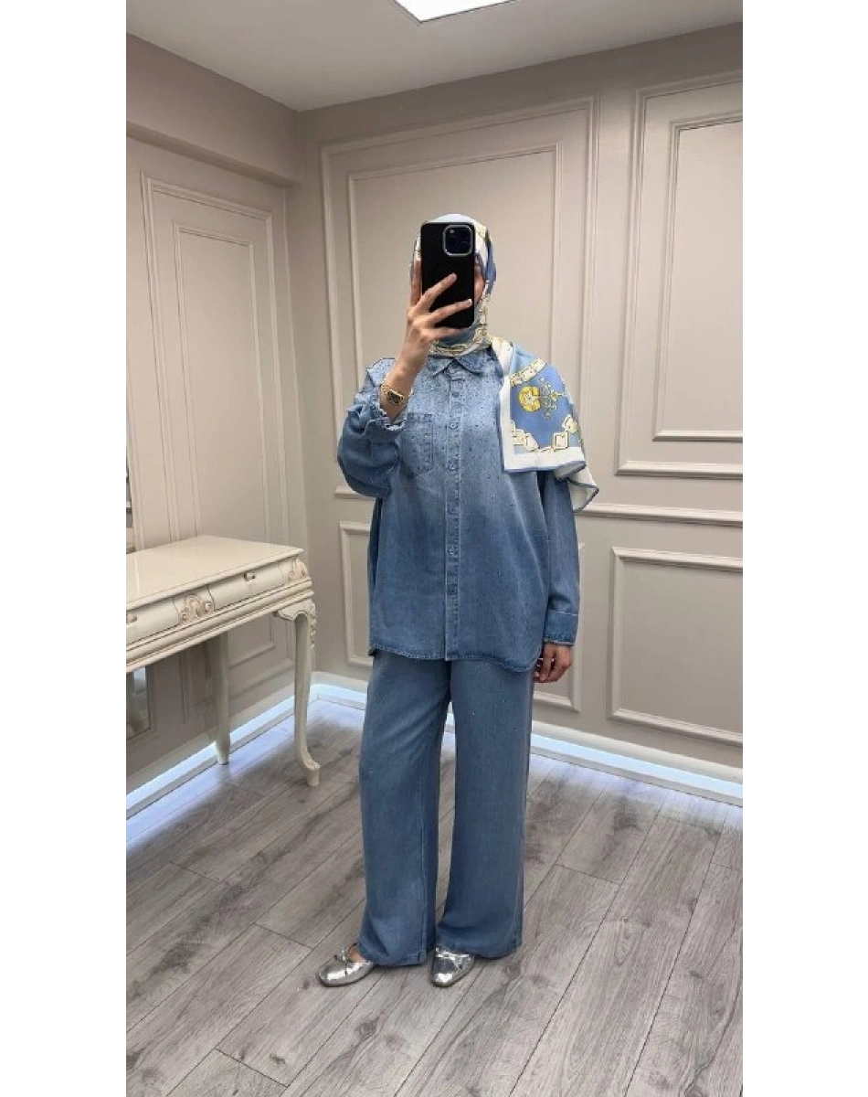 Ghisa 3611T9297 Mavi Taş Detaylı Takım