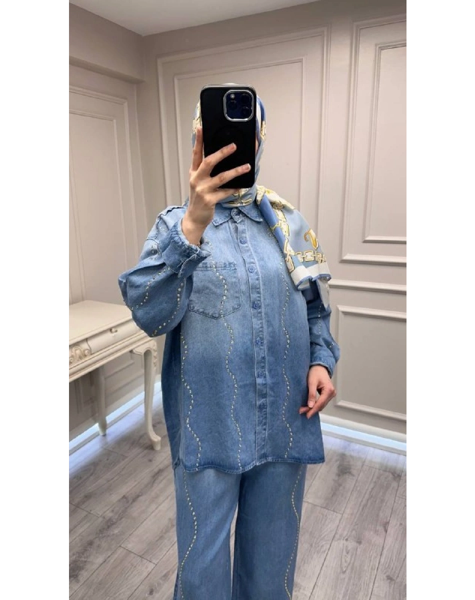 Ghisa 3611T9297 Mavi Zımba Detaylı Takım