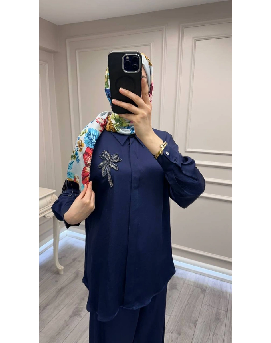 Exquise E26Y06208102 Lacivert Fleurette-Queen Takım