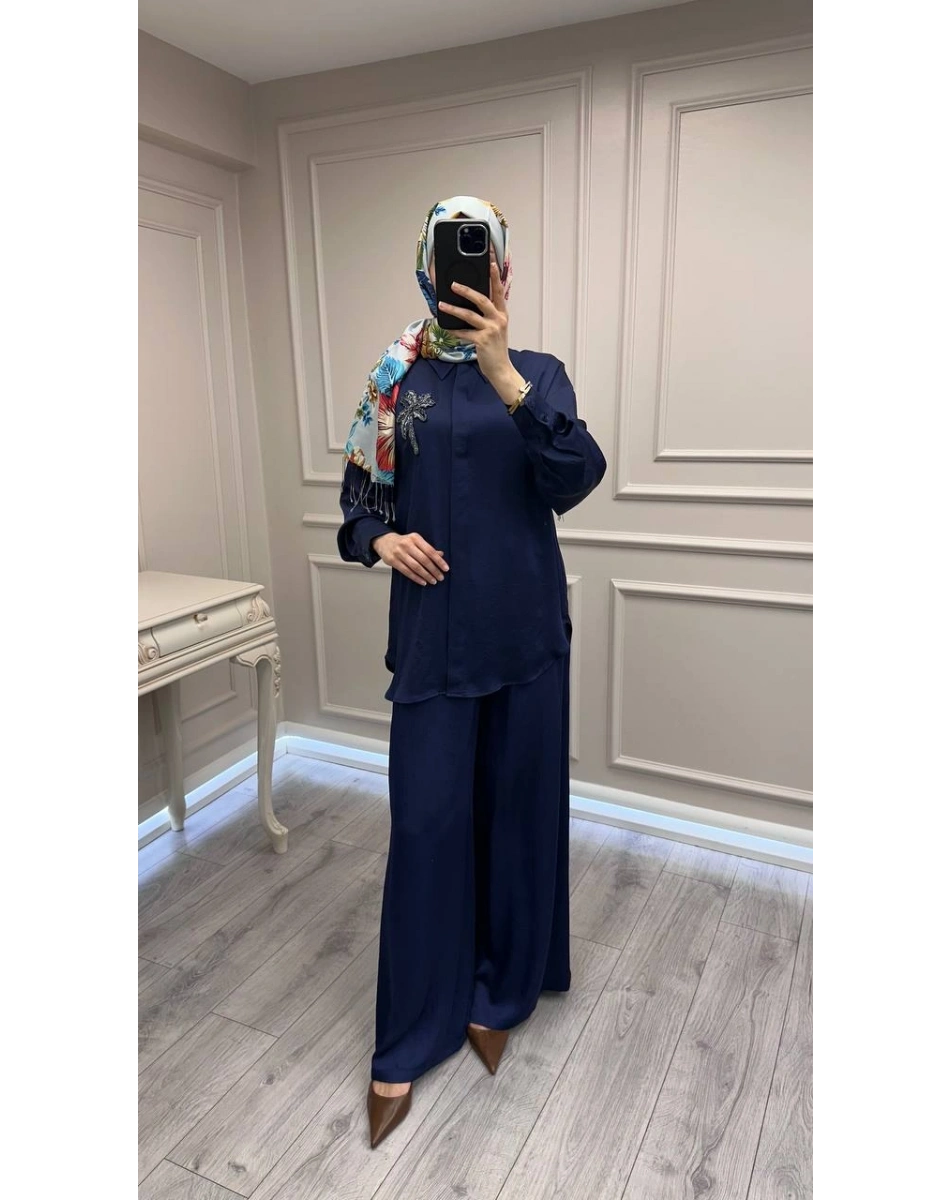 Exquise E26Y06208102 Lacivert Fleurette-Queen Takım