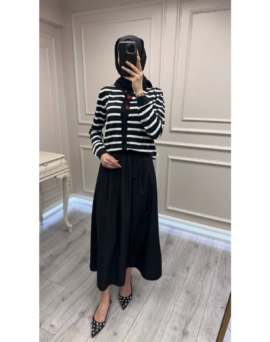 Ghisa 3620H3313 Siyah Ekru Hırka