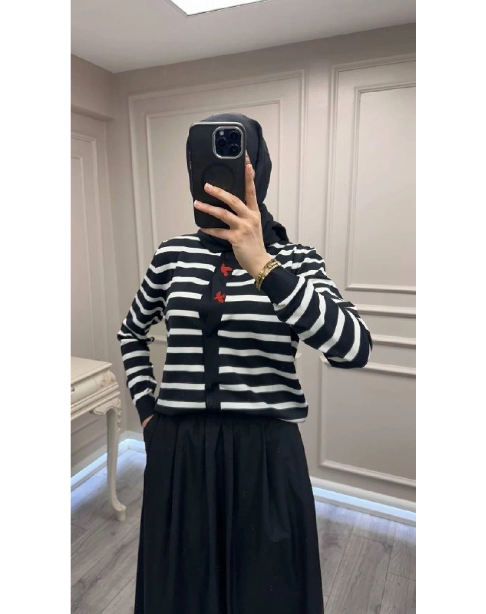 Ghisa 3620H3313 Siyah Ekru Hırka