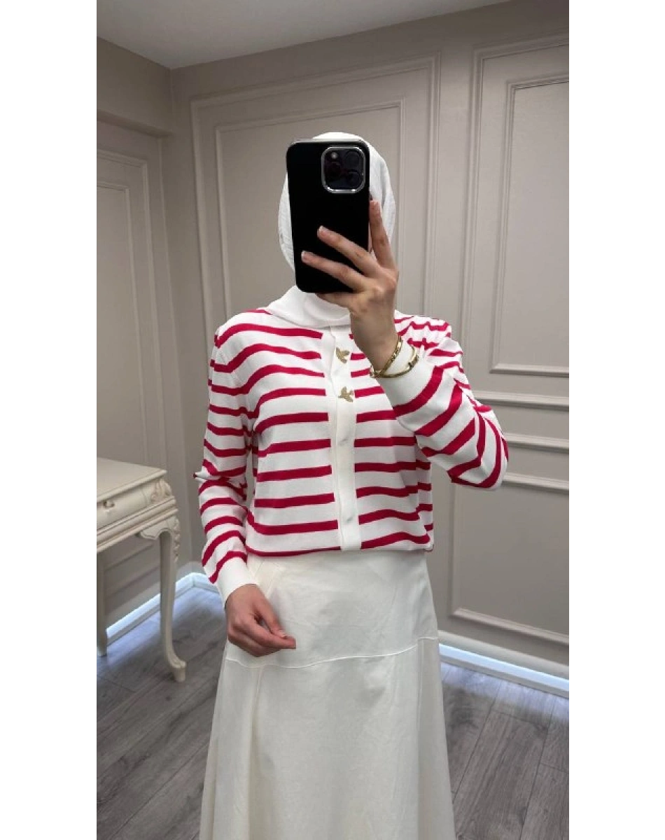 Ghisa 3620H3313 Ekru Kırmızı Hırka