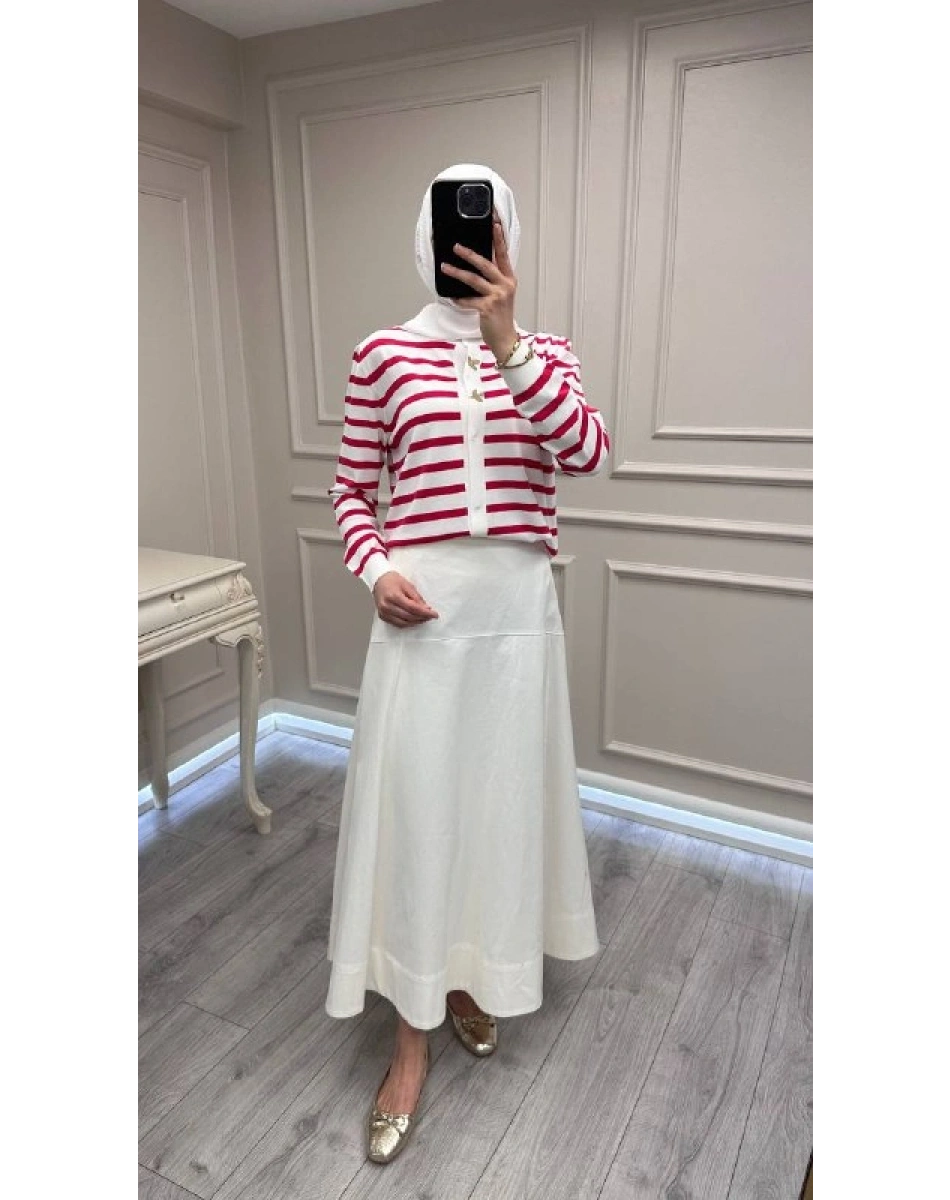 Ghisa 3620H3313 Ekru Kırmızı Hırka