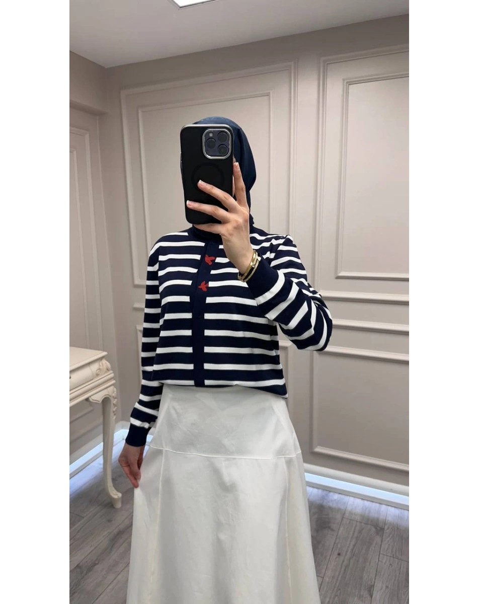 Ghisa 3620H3313 Lacivert Ekru Hırka