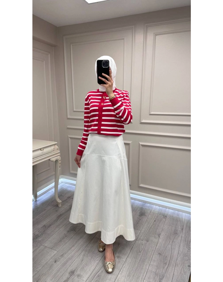 Ghisa 3620H3313 Kırmızı Ekru Hırka