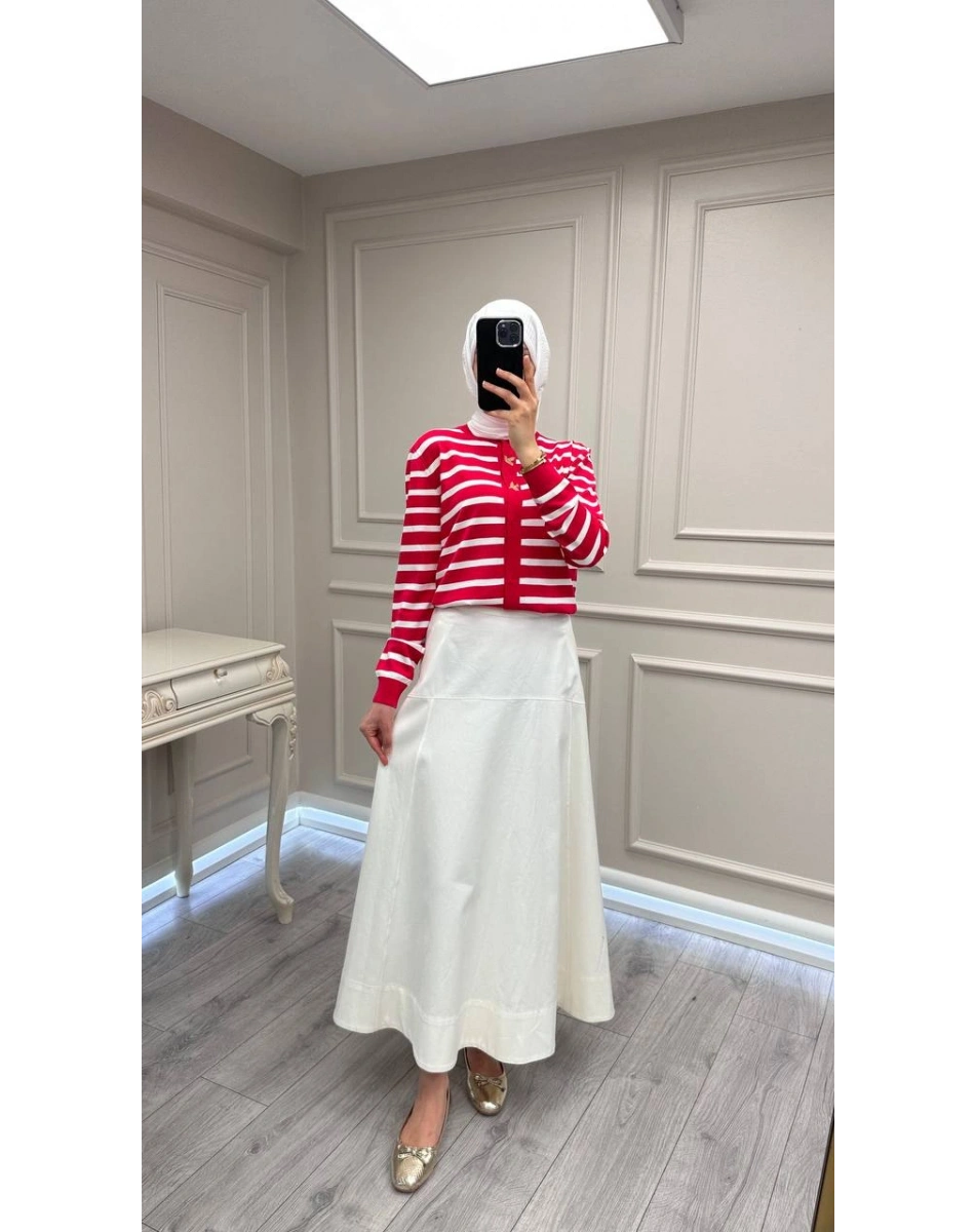 Ghisa 3620H3313 Kırmızı Ekru Hırka