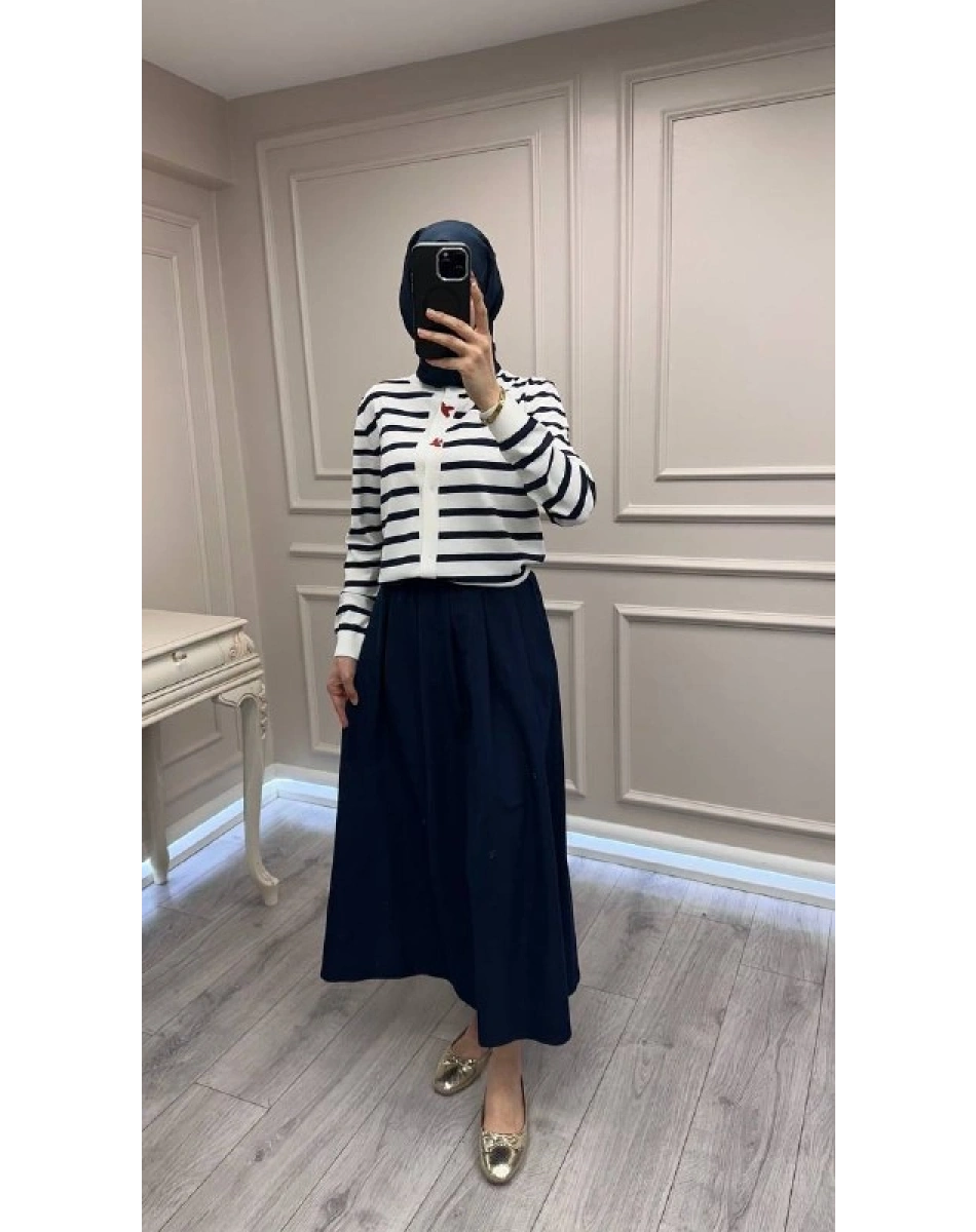 Ghisa 3620H3313 Ekru Lacivert Hırka