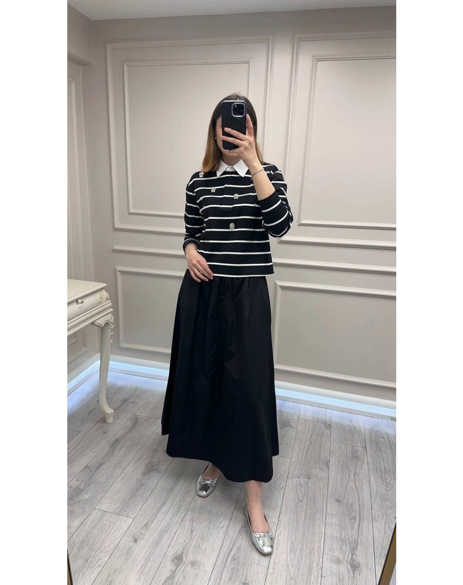 Wennora 1033 Siyah Etekli Sweat Takım