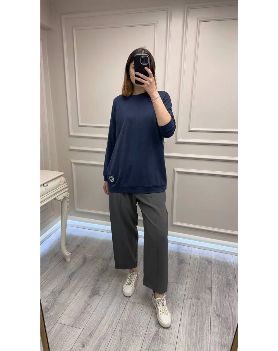 Ceremony 26Y163 Lacivert Taş İşleme Detaylı Sweat