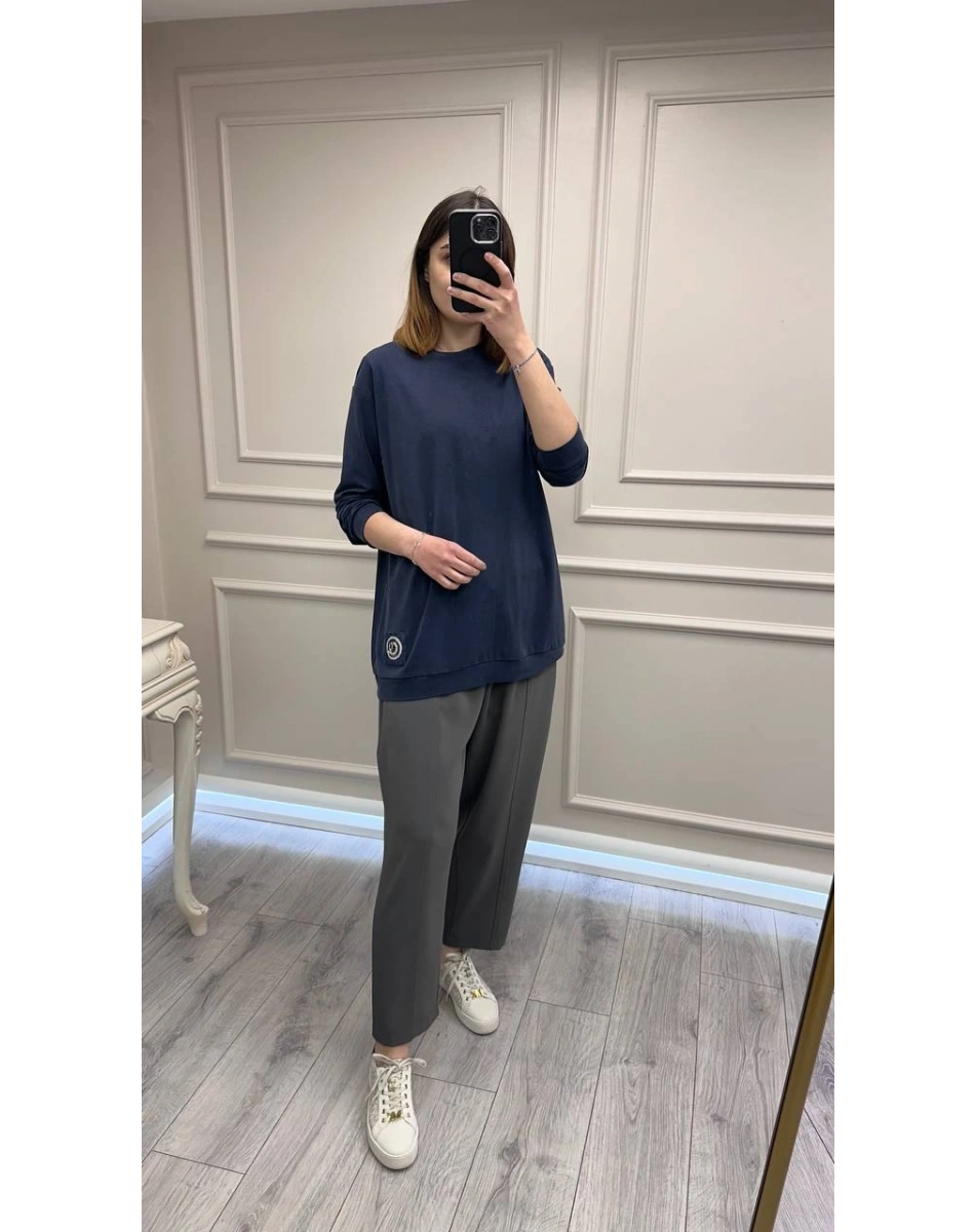 Ceremony 26Y163 Lacivert Taş İşleme Detaylı Sweat