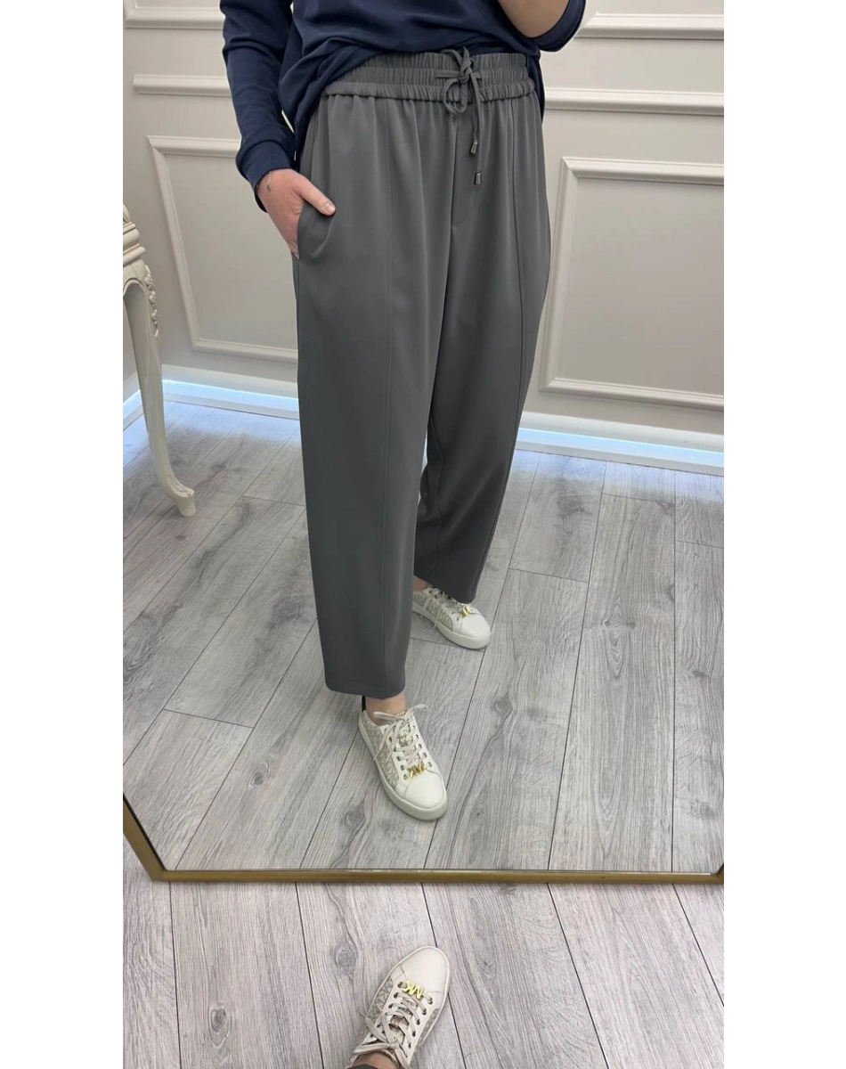 Yusuf Özdemir 26Y1558 Gri Akışkan Krep Kumaş Pantolon