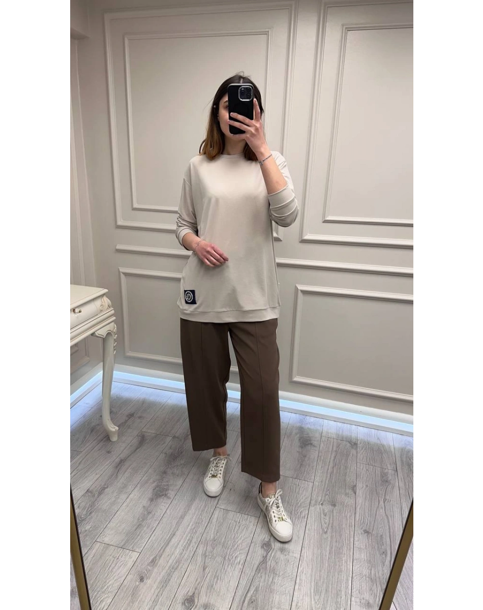 Yusuf Özdemir 26Y1558 Latte Akışkan Krep Kumaş Pantolon