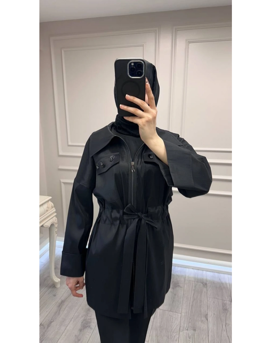 Nuss Triko 26Y6040 Siyah Taş Detaylı Kap