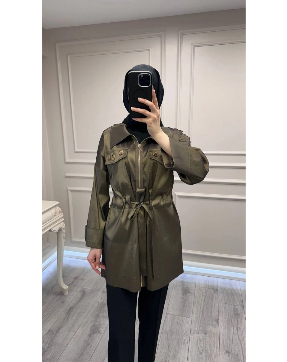 Nuss Triko 26Y6040 Haki Taş Detaylı Kap