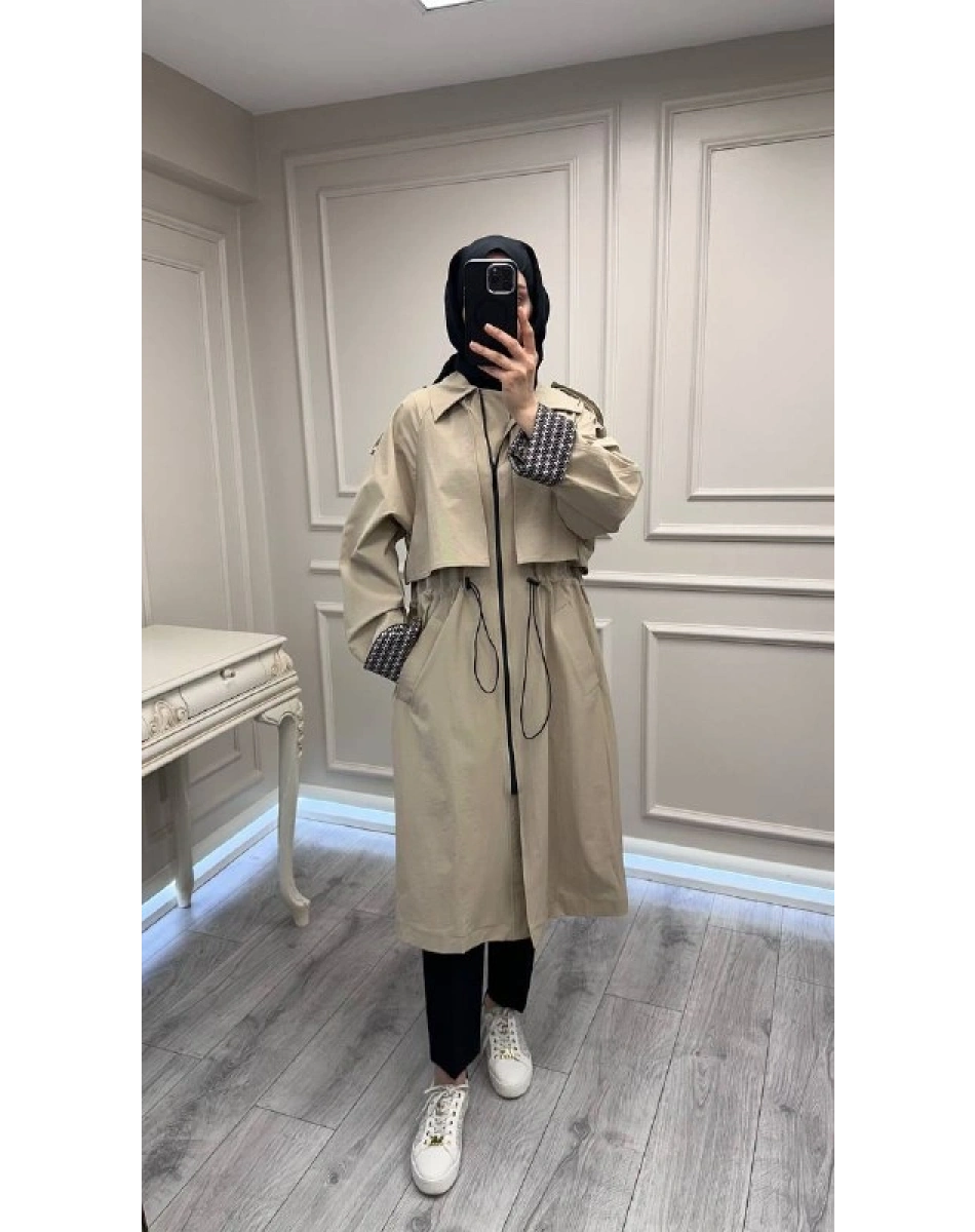 Nuss Triko 26Y6046 Bej Bilek Detaylı Kap