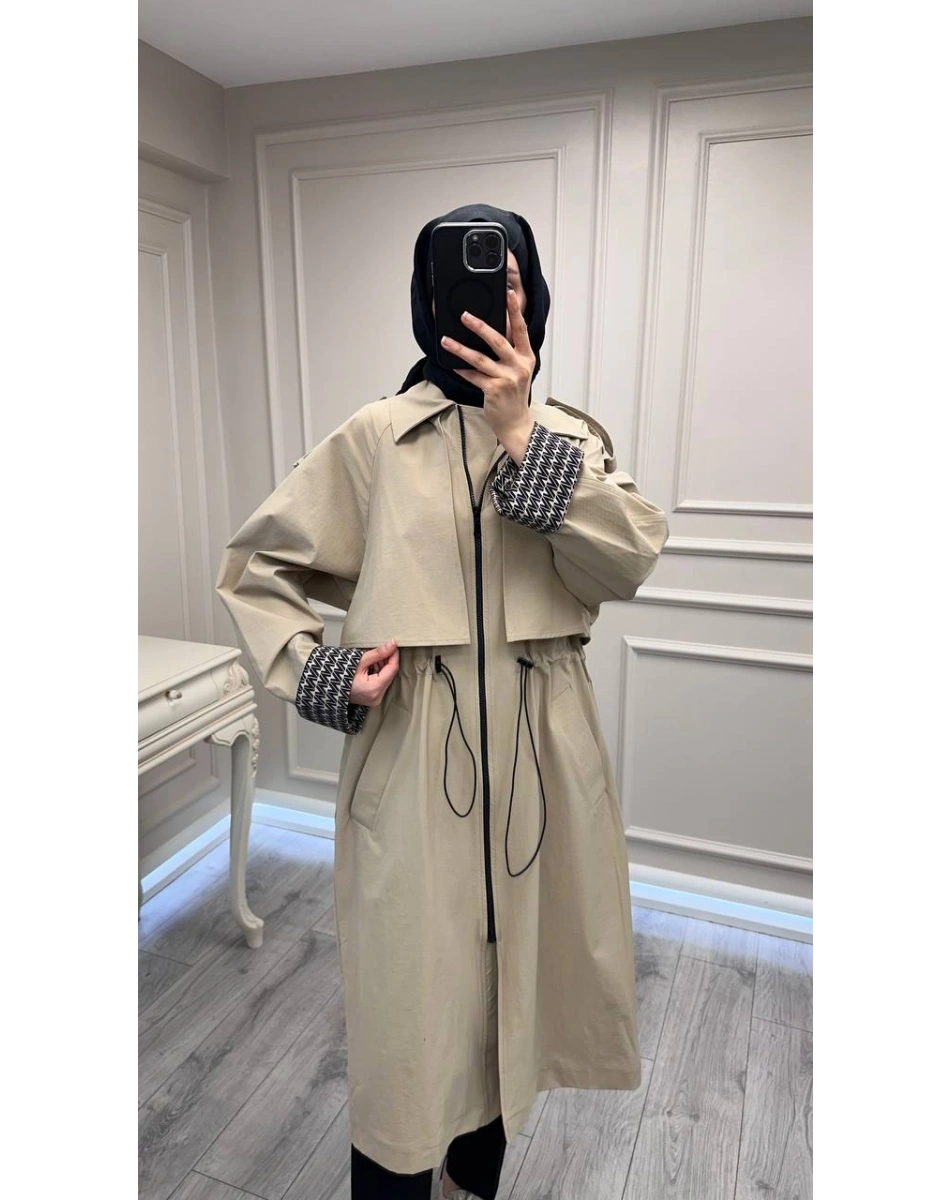 Nuss Triko 26Y6046 Bej Bilek Detaylı Kap