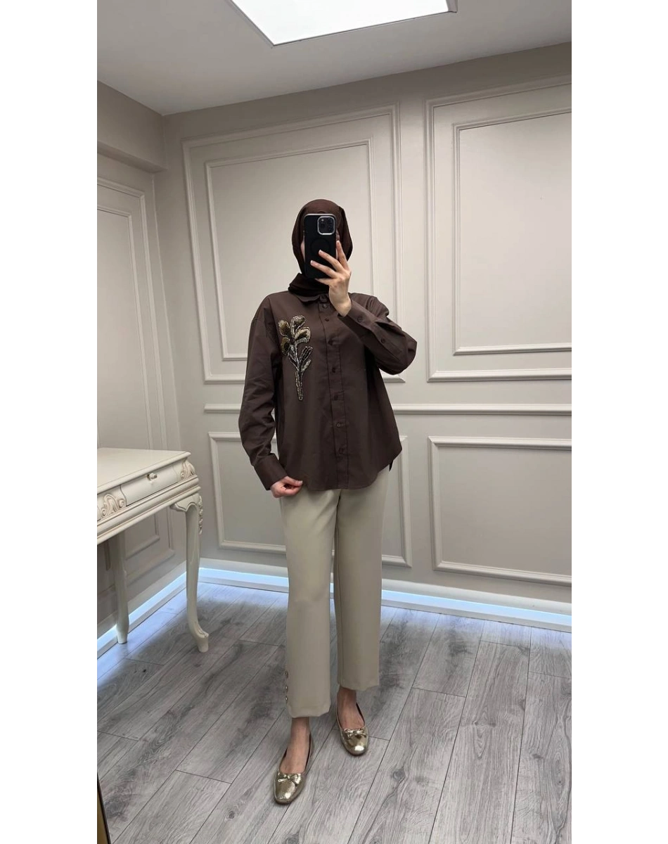 Exquise E26Y06208061 Kahverengi Beals Gömlek