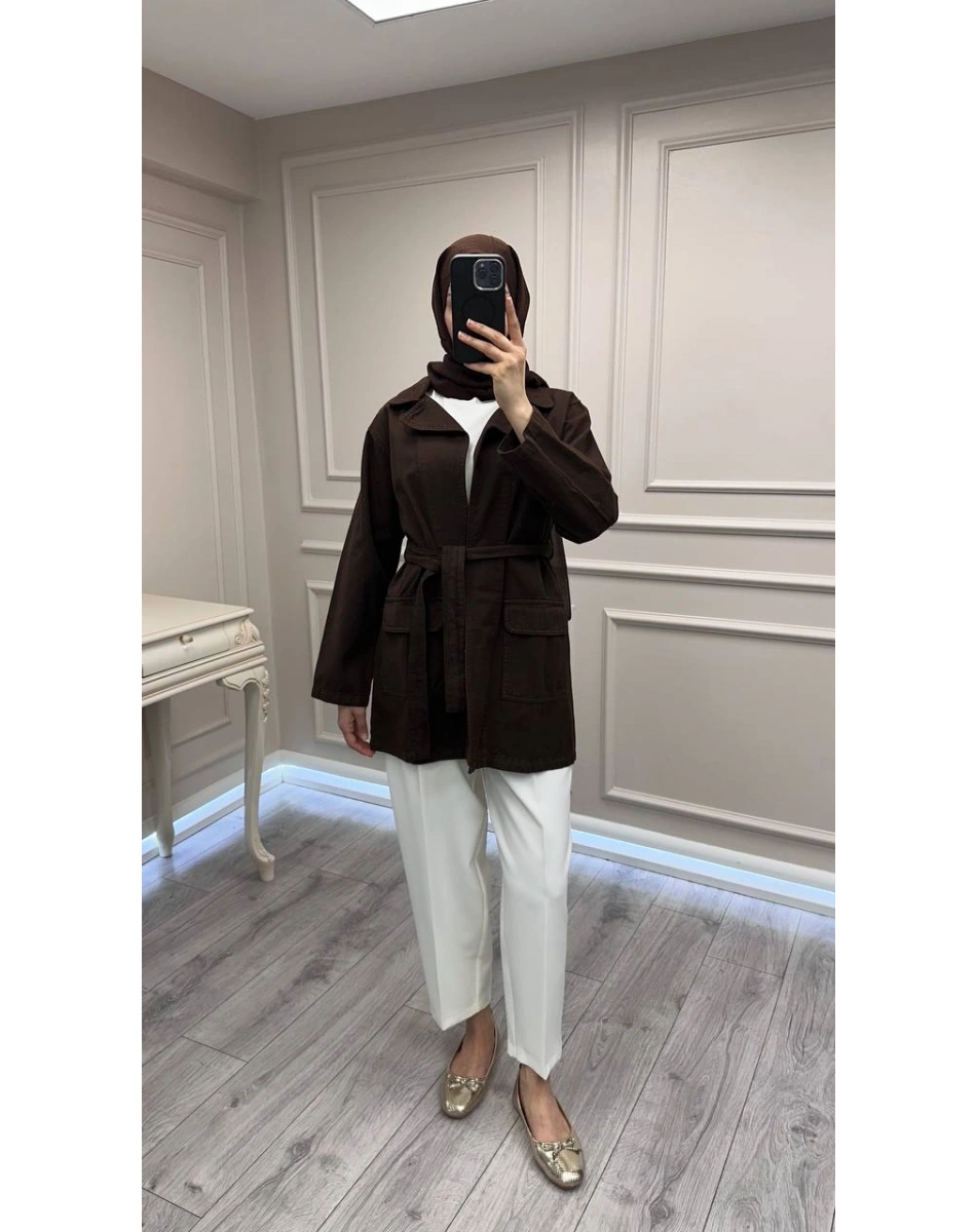 Magazin 7507 Kahve Ara Boy Trenç