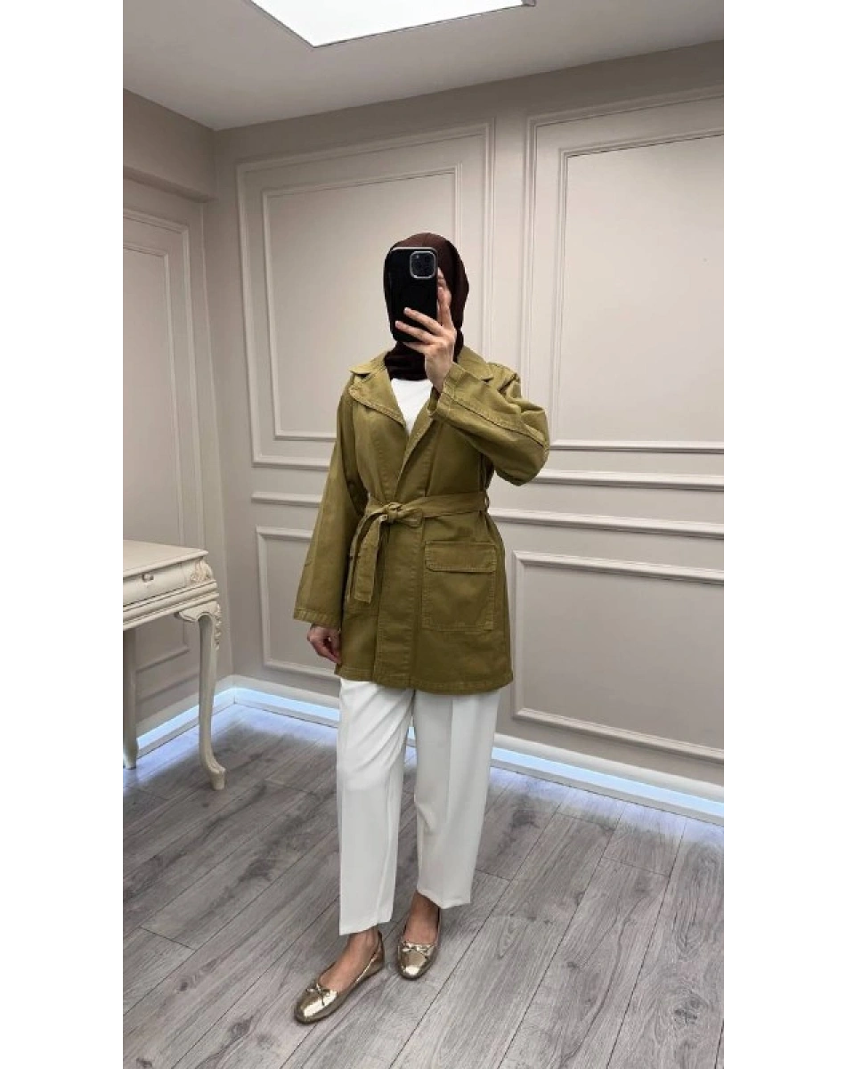 Magazin 7507 Yeşil Ara Boy Trenç