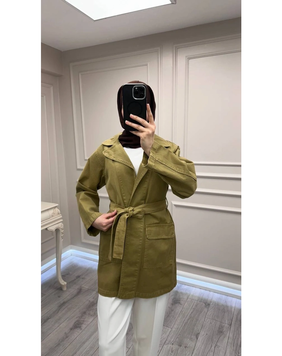 Magazin 7507 Yeşil Ara Boy Trenç